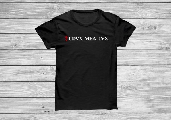 Tricou "Crux Mea Lux" - Logo roșu