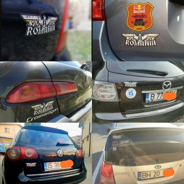 Set 3 stickere PVC auto ROMANIA - rezistent UV