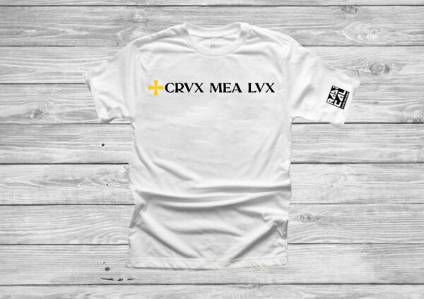 Tricou "Crux Mea Lux" - Logo galben - imagine 3