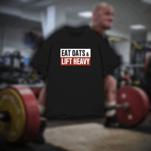 Tricou oversize "Eat oats & lift heavy" - negru