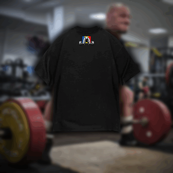 Tricou oversize "Eat oats & lift heavy" - negru - imagine 2